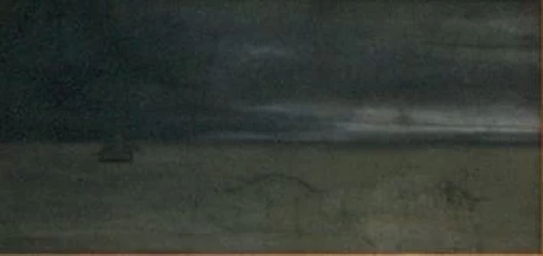 Mare grigio con barca, cielo nero - dal Saint, Cloud, museo Avelines